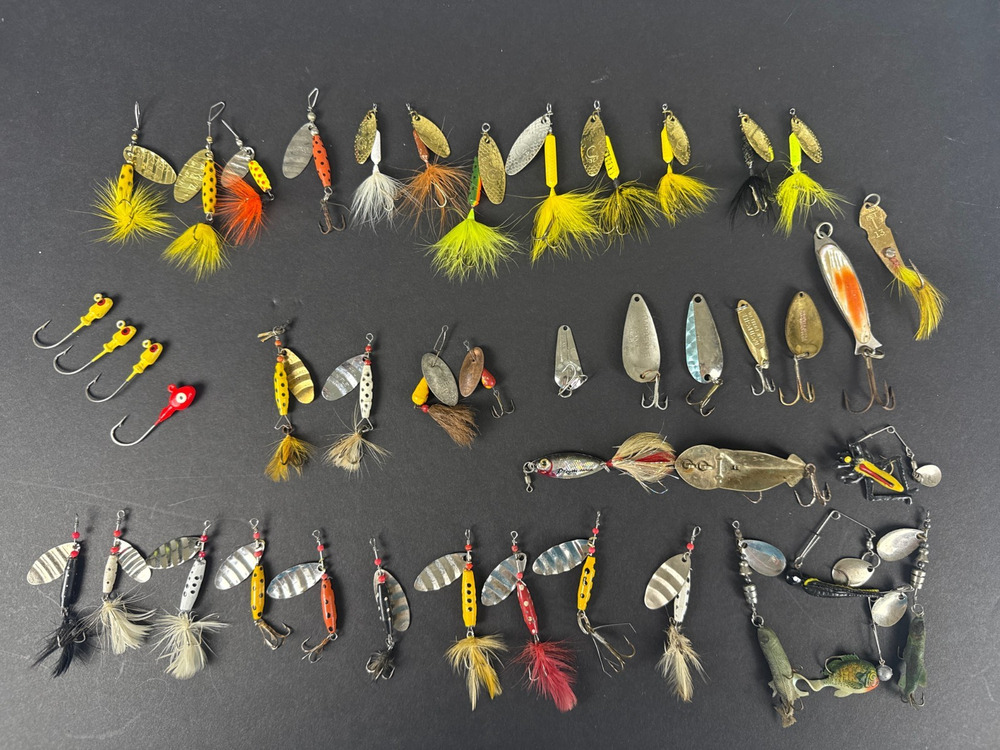 Huge Vintage Fishing Lure Lot - Spinners Spoons Jigs Flies - 60+ Piece Tackle